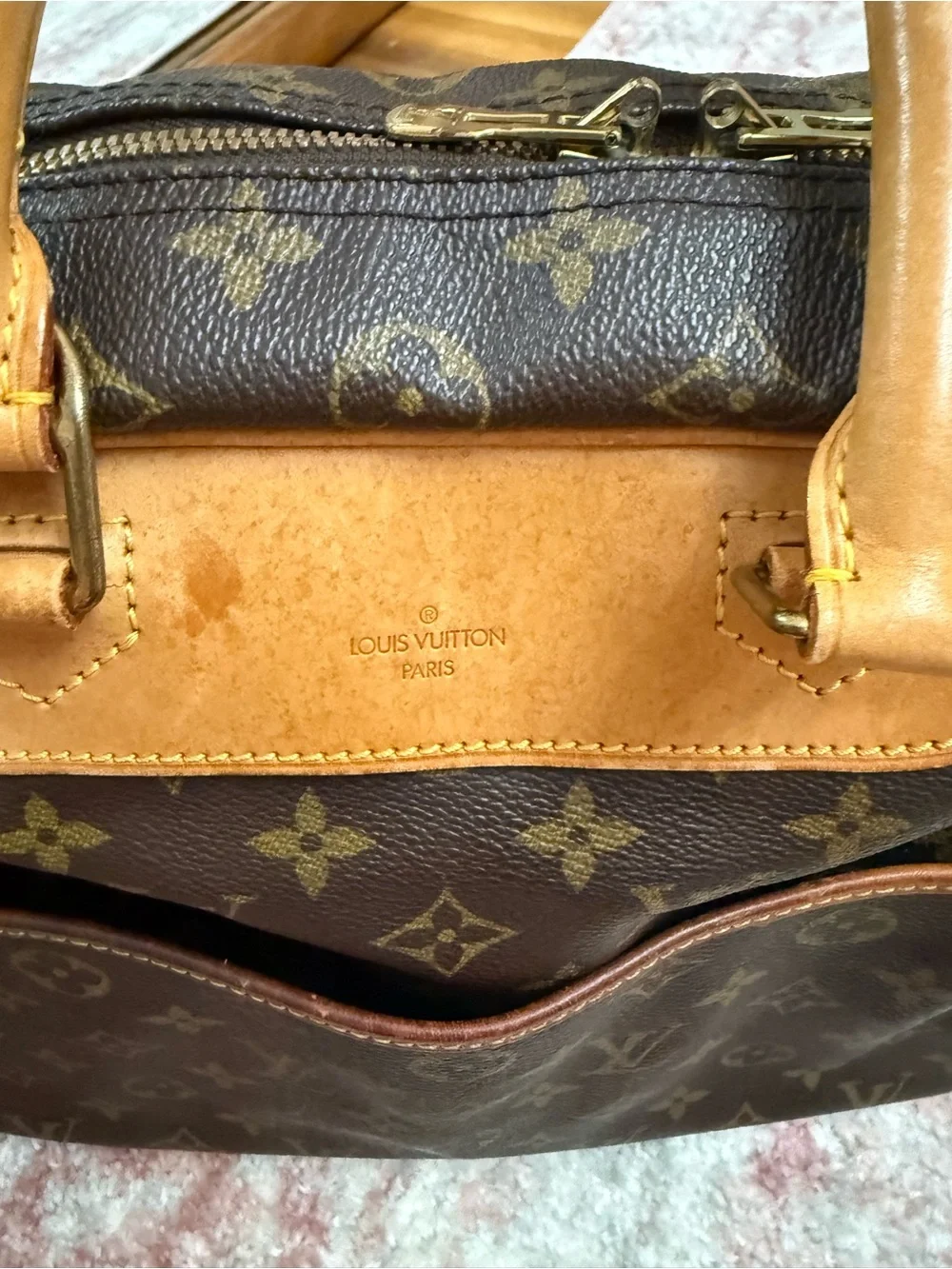 Louis Vuitton LV Hand Bag Deauville Brown Monogram